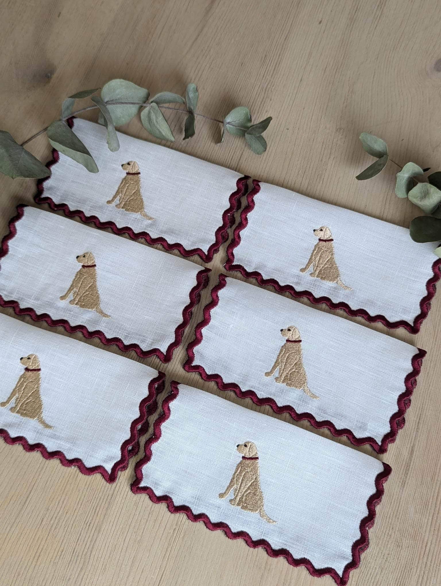LABRADOR - Labrador embroidery cocktail napkin set (set of 6)