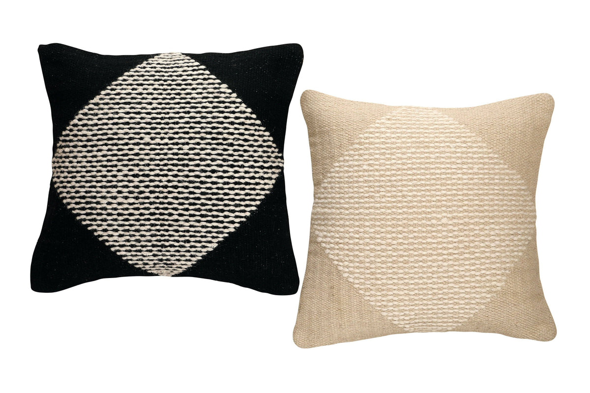 Diagonal Stripe Wool Pillow | Biscotti | Without Filler