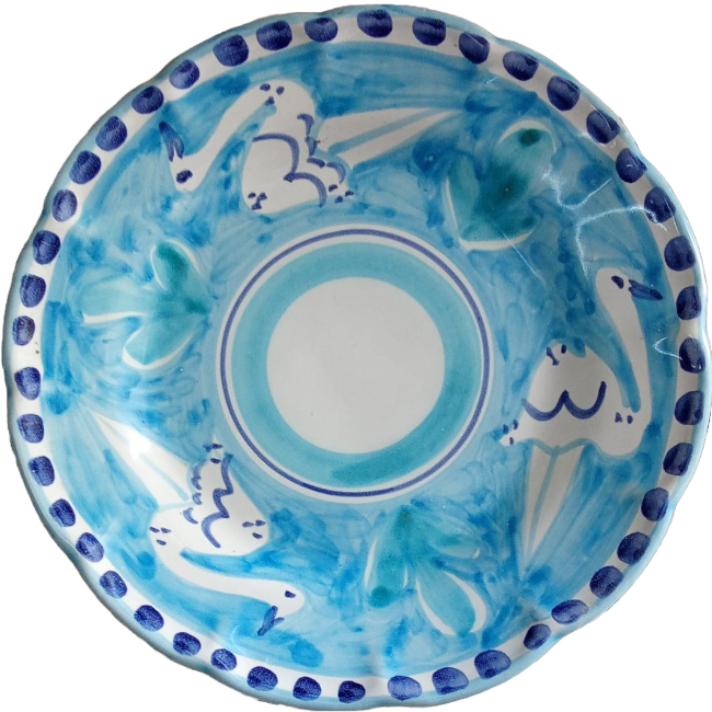Amalfi Plate 25cm Blue Ostriches