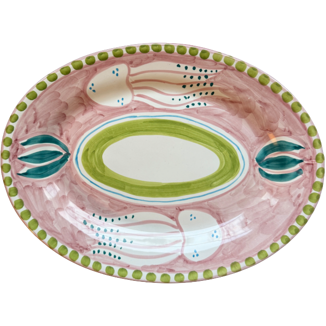 Oval Platter Pink Jellyfish - 30cm