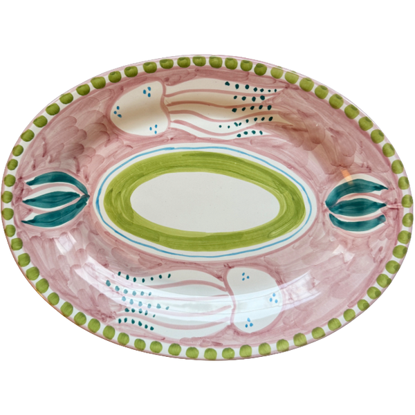 Oval Platter Pink Jellyfish - 30cm