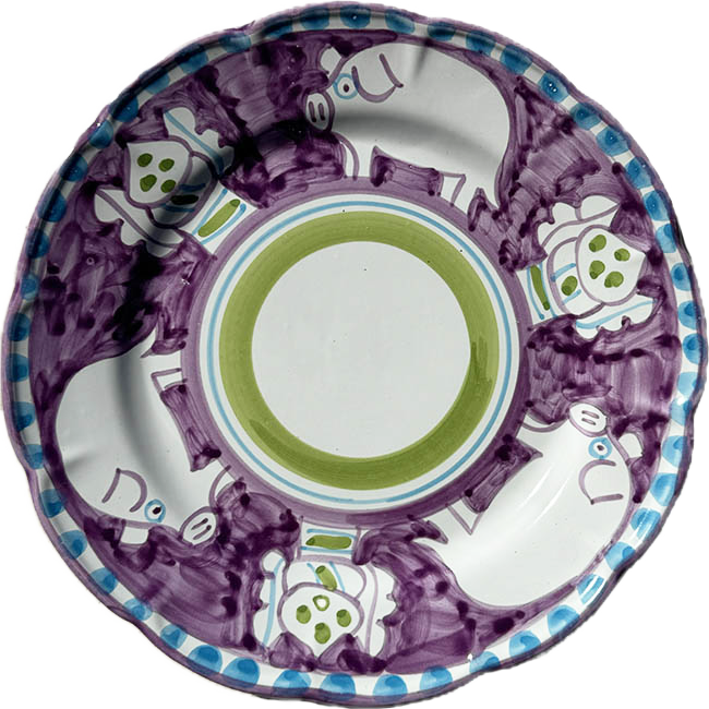 Amalfi Purple Pig Plate 25cm