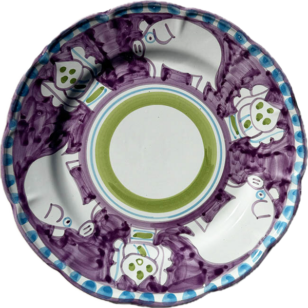 Amalfi Purple Pig Plate 25cm
