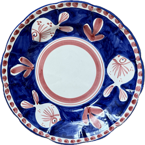 Amalfi Pasta Plate 25cm Blue & Red Fish