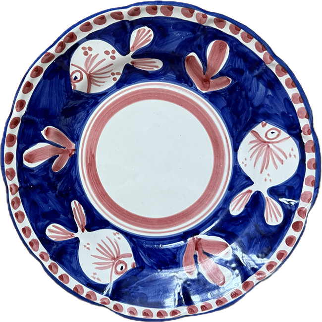 Amalfi Plate 25 cm Blue & Red Fish