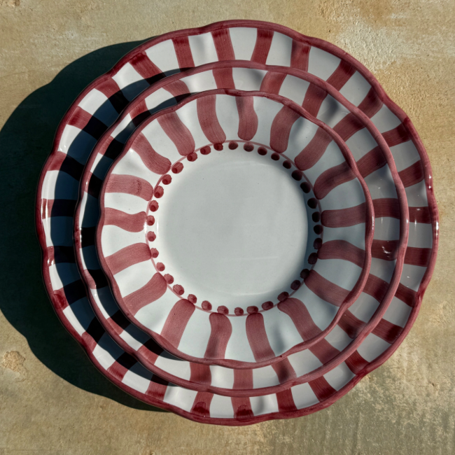 Sole Plate 25cm Bordeaux Stripe