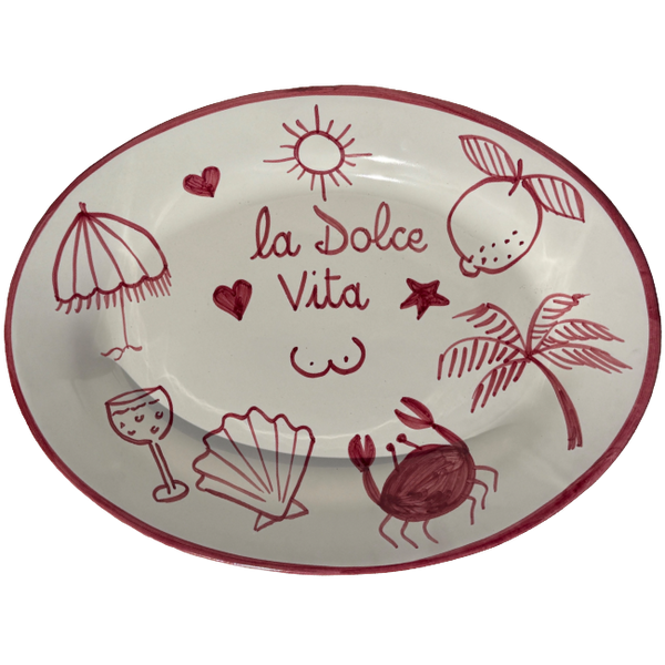 Dolce Vita Oval Platter Bordeaux - 32cm