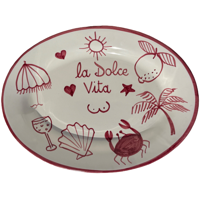 Dolce Vita Oval Platter Bordeaux - 32cm