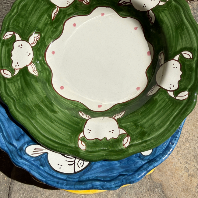 Positano Green Crab Pasta Bowl - 24cm