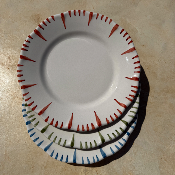 King of Sicily Plate, Green Rim - 25cm