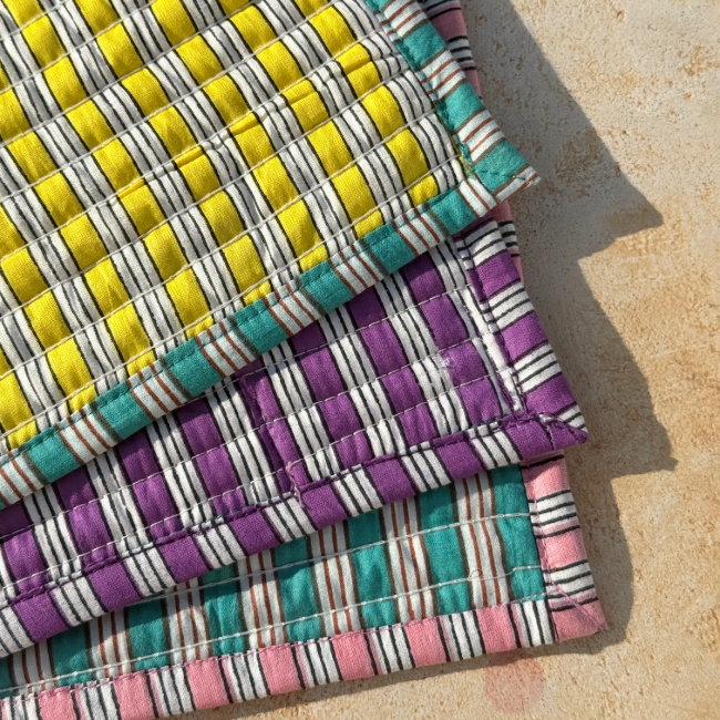 Pink And Green Striped Placemat