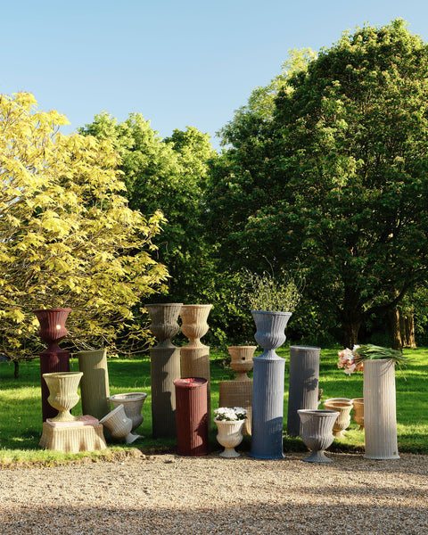 MEDICI Vase with Pedestal, Platinum Grey