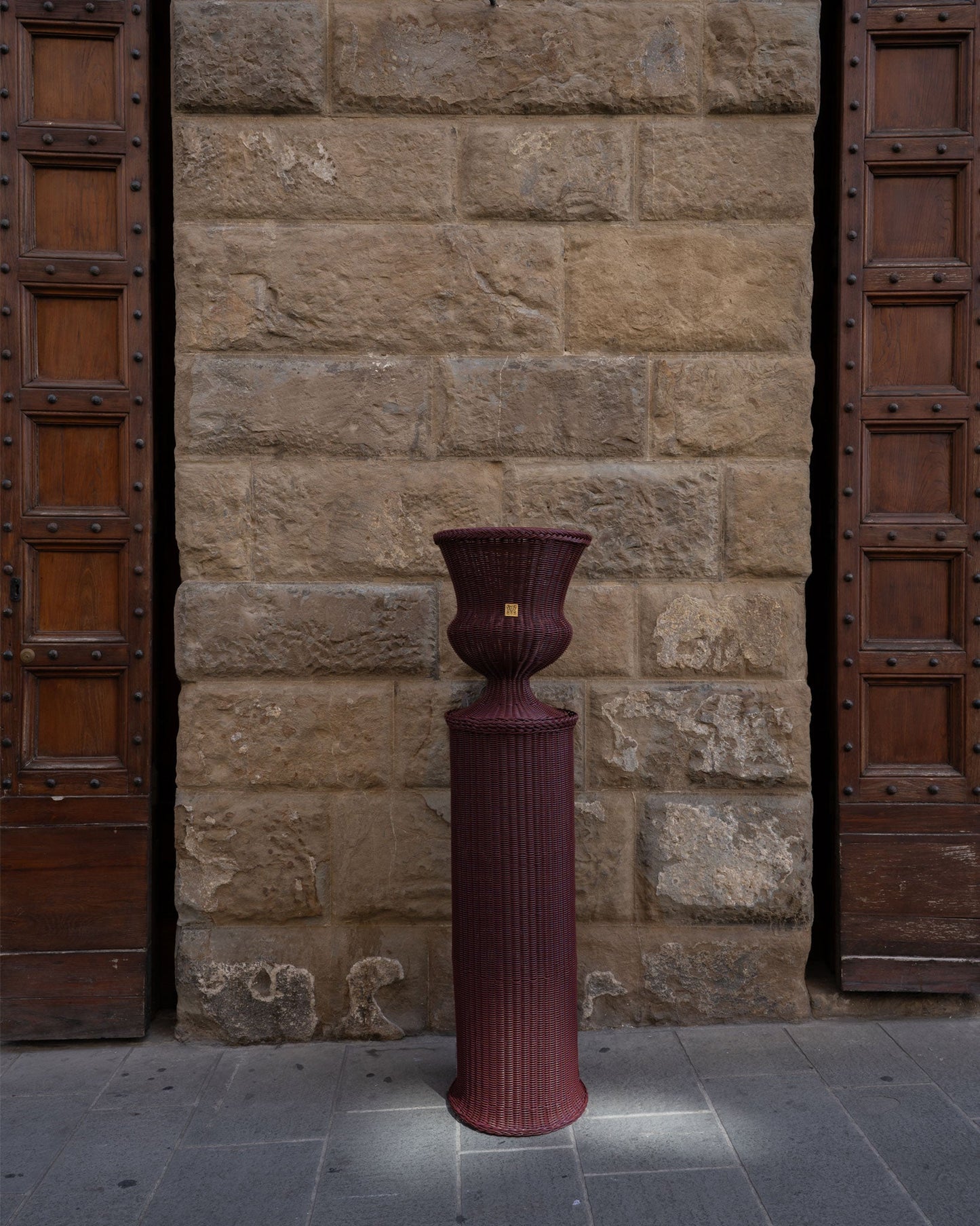MEDICI Vase with Pedestal, Bordeaux Red