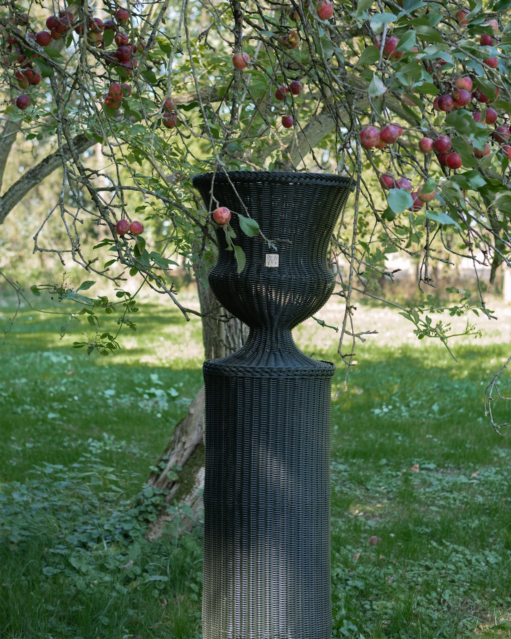 MEDICI Vase with Pedestal, Moss Green