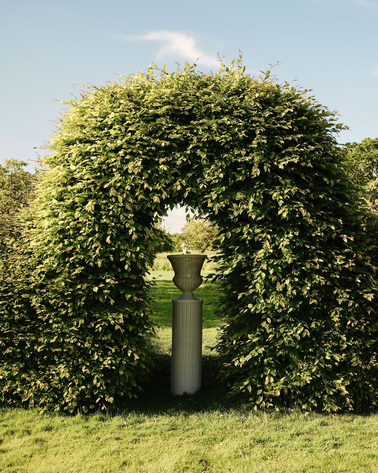 MEDICI Vase with Pedestal, Olive Green