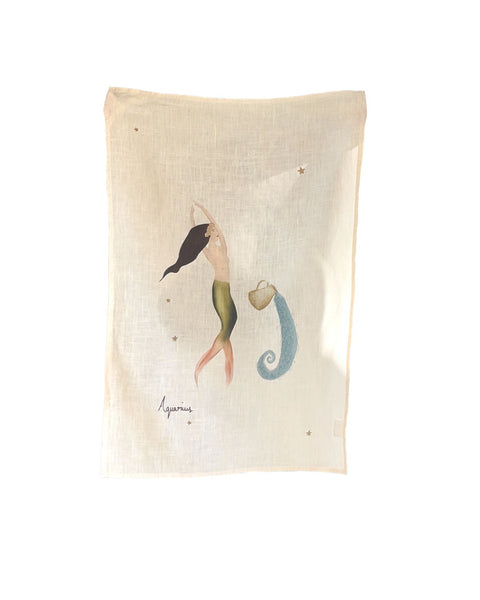 Linen Tea Towel "Aquarius"