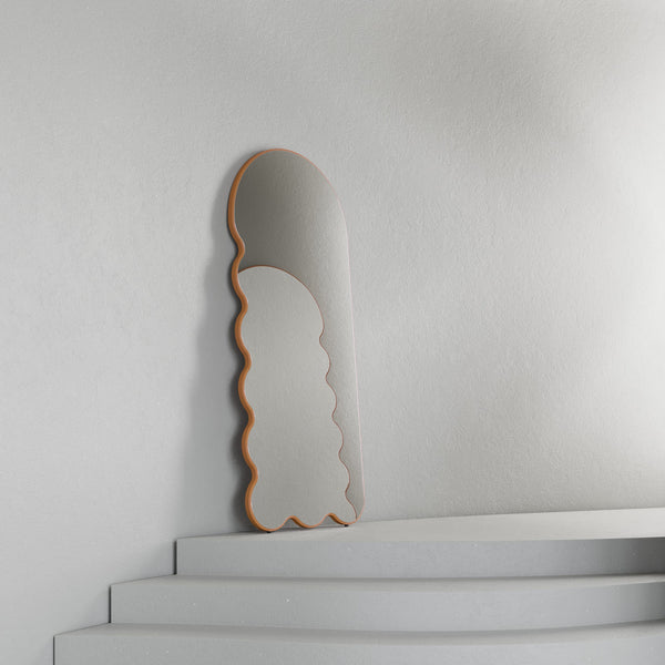 Archvyli L8 Organic Modern Beige Mirror with Arched and Wavy Form