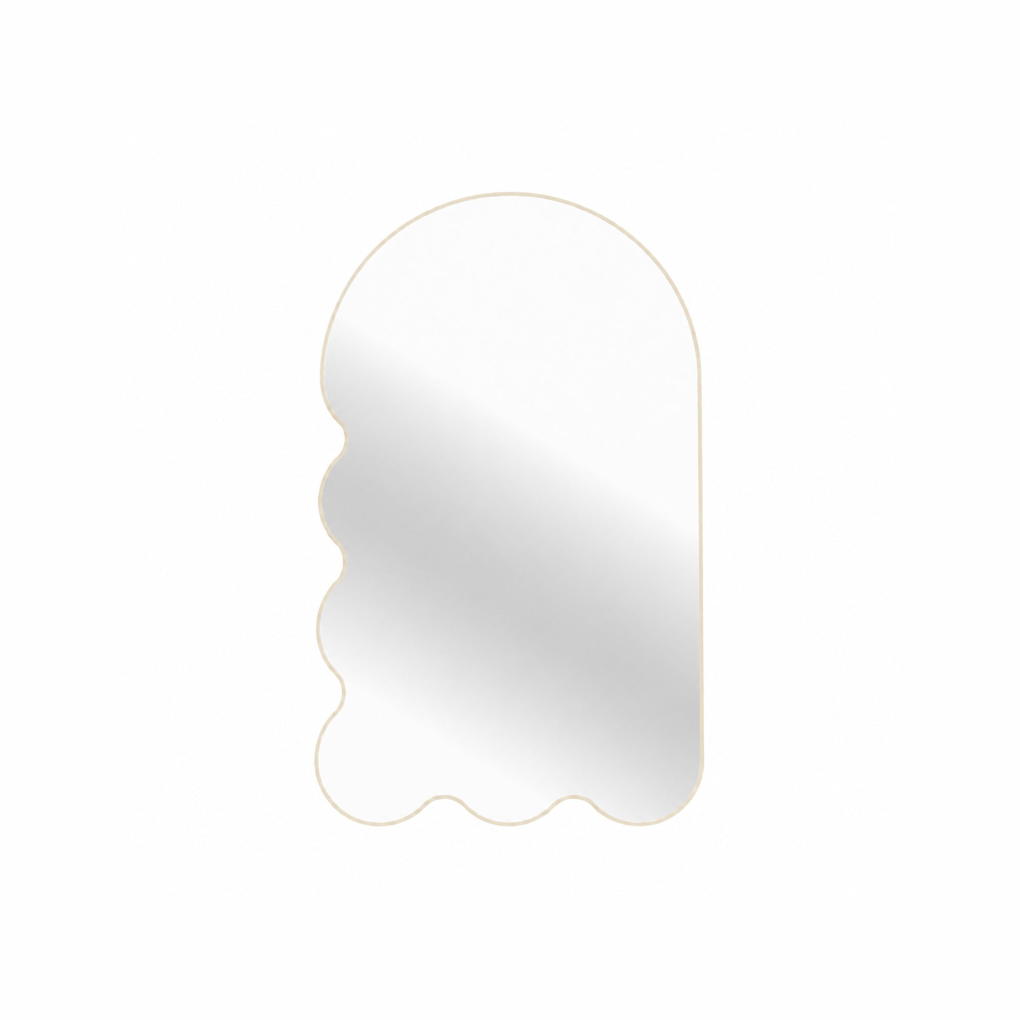 Light Blue Archvyli L6 Large Sculptural Wall Mirror with a Wavy Edge