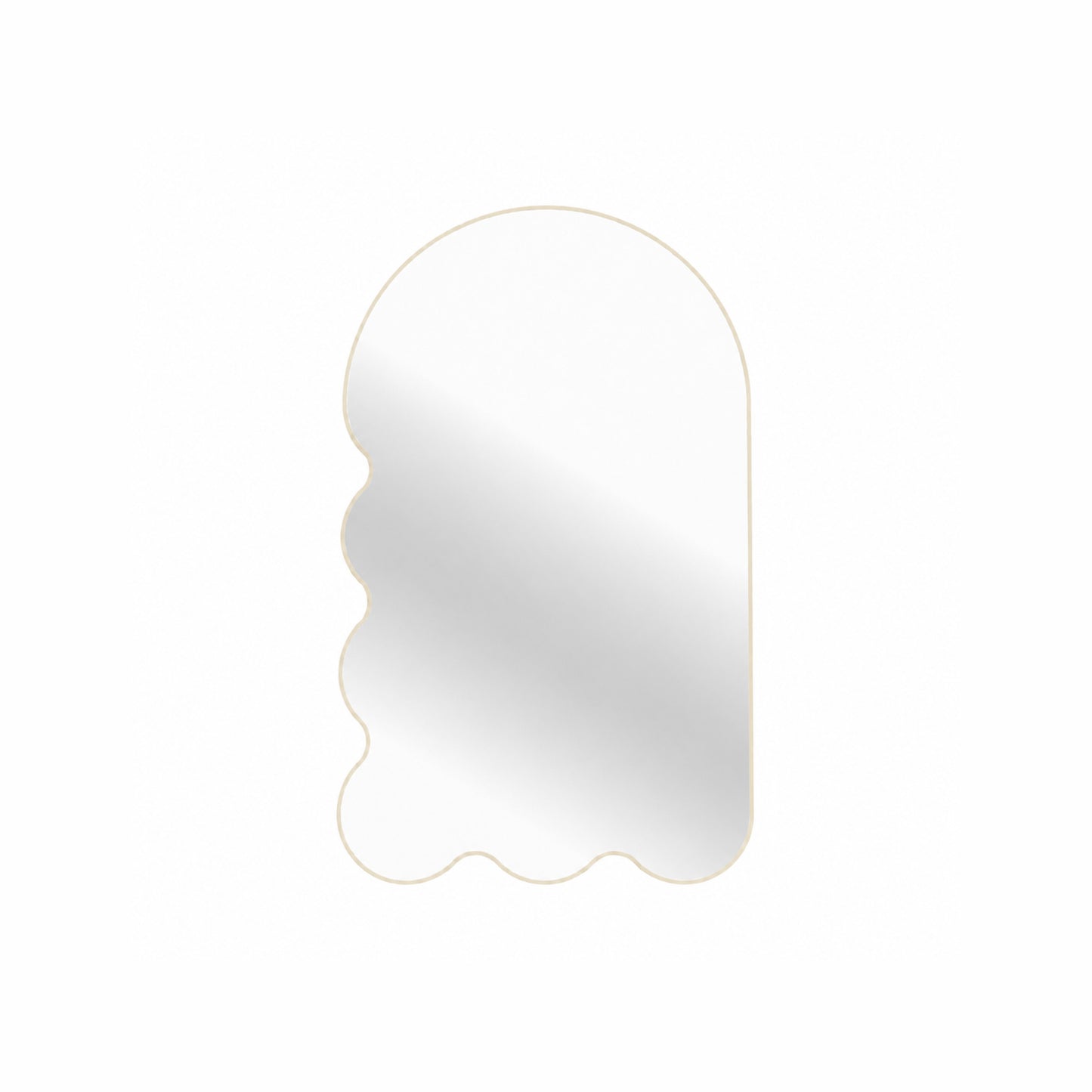 Light Blue Archvyli L6 Large Sculptural Wall Mirror with a Wavy Edge