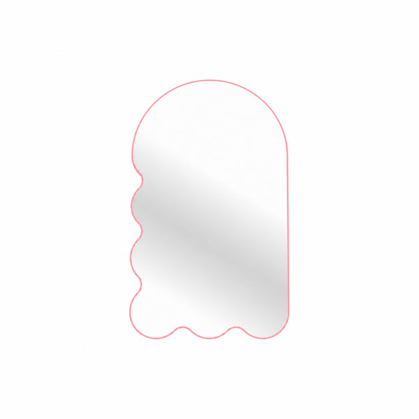 Light Blue Archvyli L6 Large Sculptural Wall Mirror with a Wavy Edge