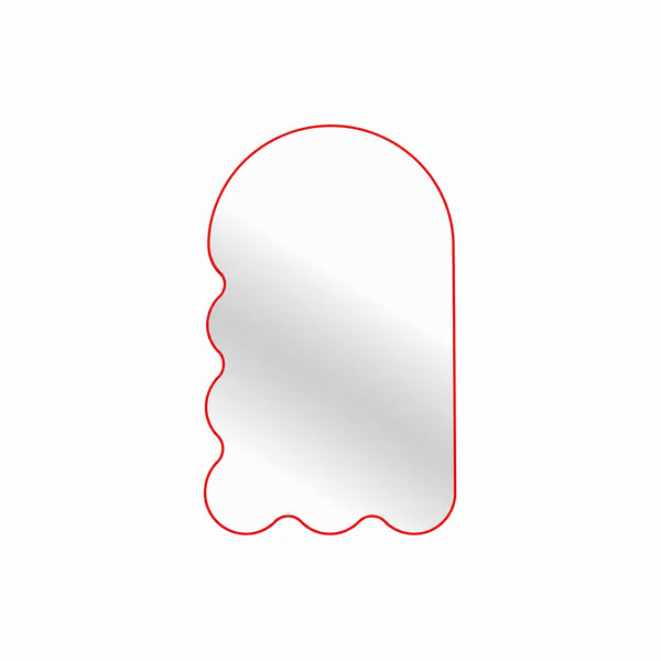 Light Blue Archvyli L6 Large Sculptural Wall Mirror with a Wavy Edge