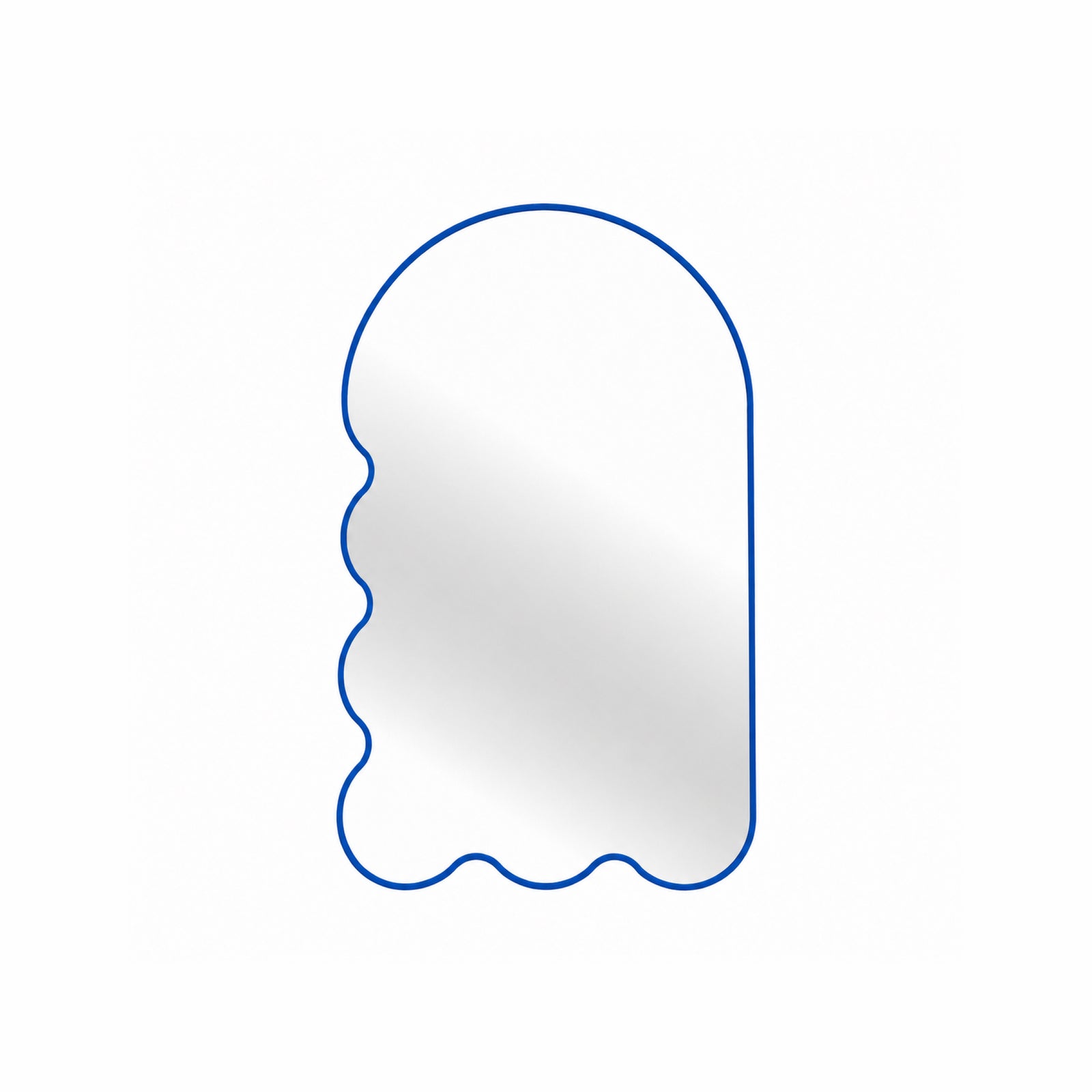 Light Blue Archvyli L6 Large Sculptural Wall Mirror with a Wavy Edge