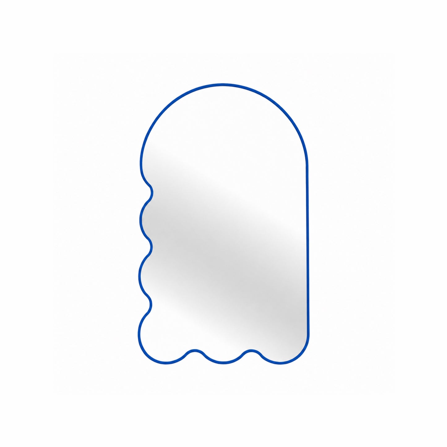 Light Blue Archvyli L6 Large Sculptural Wall Mirror with a Wavy Edge
