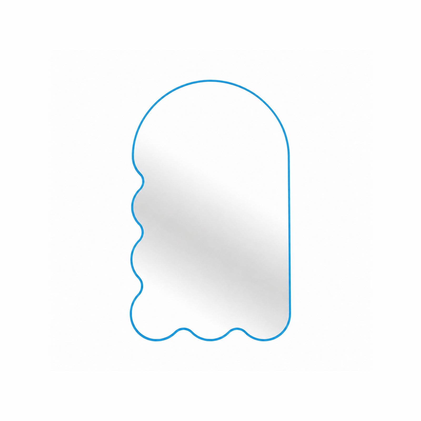 Light Blue Archvyli L6 Large Sculptural Wall Mirror with a Wavy Edge