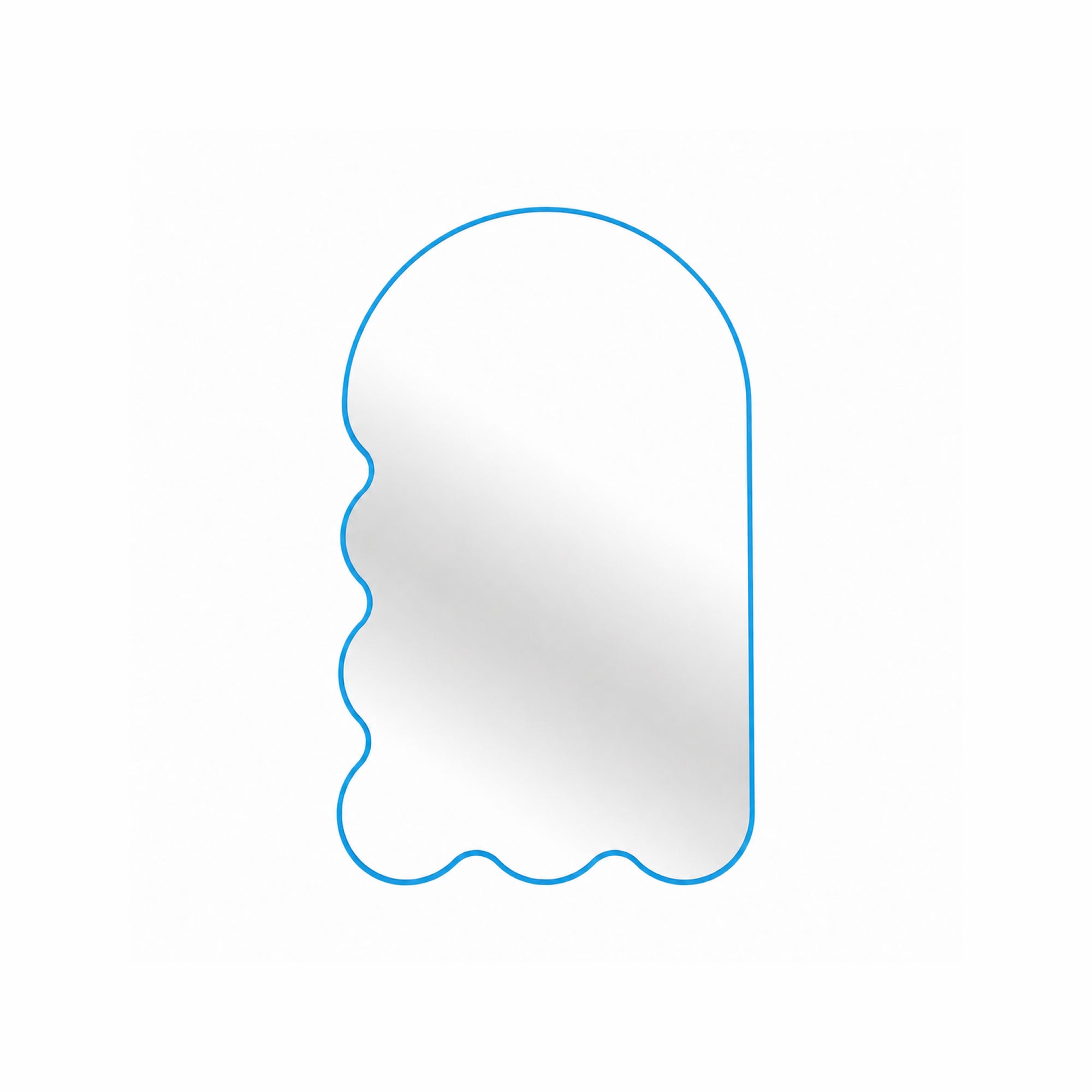 Light Blue Archvyli L6 Large Sculptural Wall Mirror with a Wavy Edge