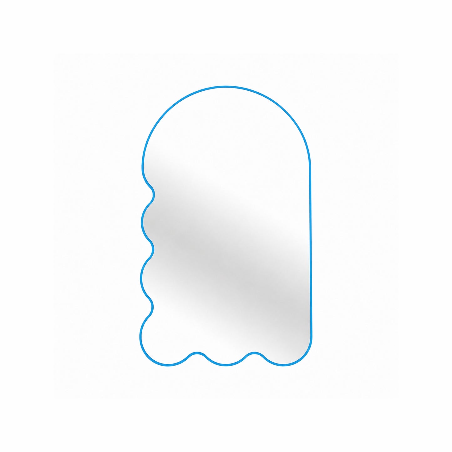 Light Blue Archvyli L6 Large Sculptural Wall Mirror with a Wavy Edge