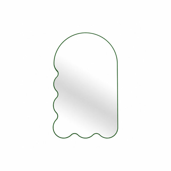 Light Blue Archvyli L6 Large Sculptural Wall Mirror with a Wavy Edge