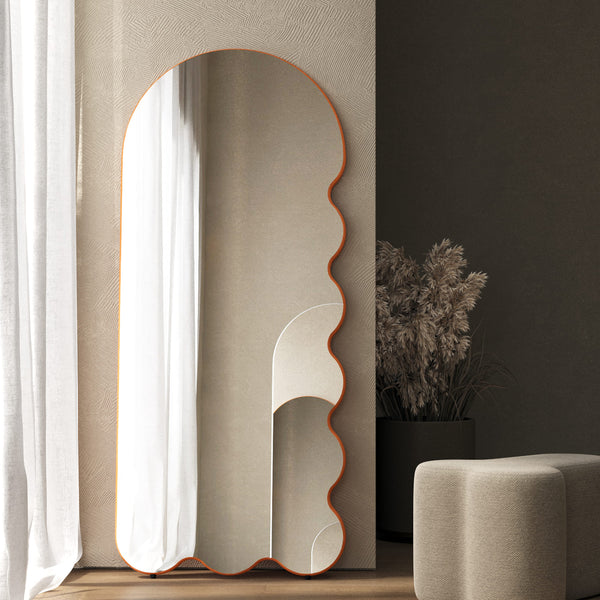 Sculptural Wavy Mirror with a Slim Color Frame - Pinc Archvyli R8