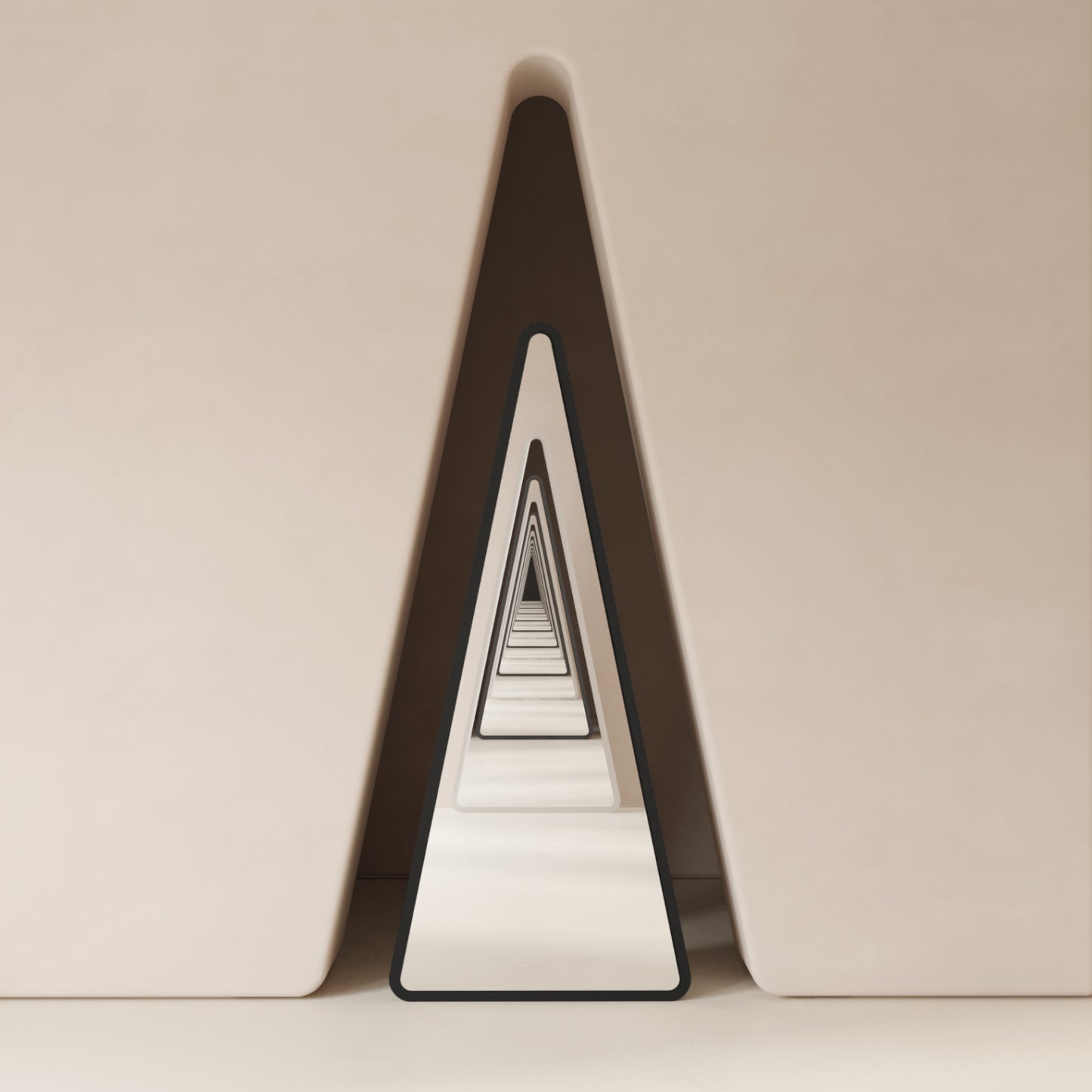 Designer Triangle Mirror for Modern Interiors – Beige Arrow 3