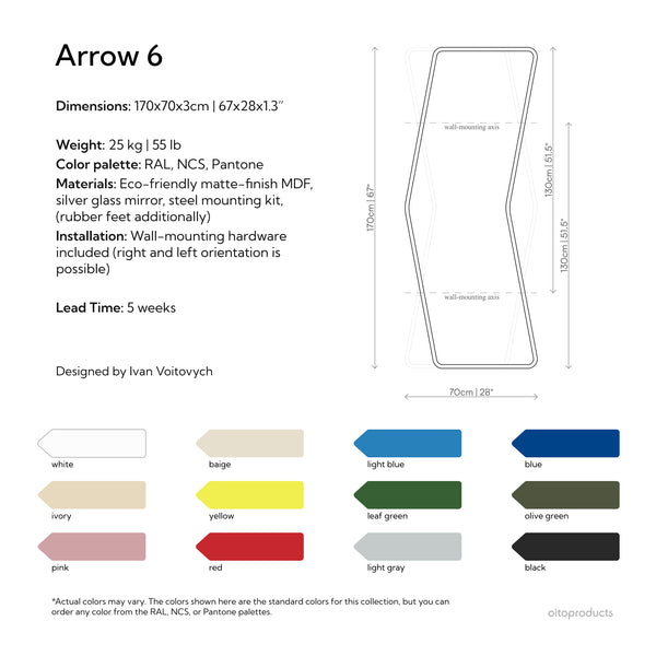 Bold Contemporary Full Length Mirror – Arrow 6 by oitoproducts