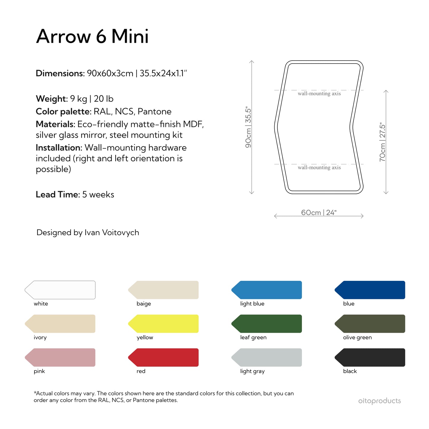 Bold Contemporary Full Length Mirror – Arrow 6 by oitoproducts