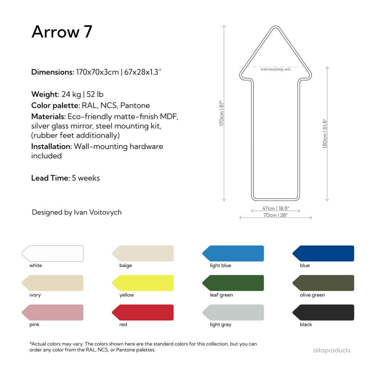 Modern Sculptural Arrow Mirror for Creative Spaces – Arrow 7