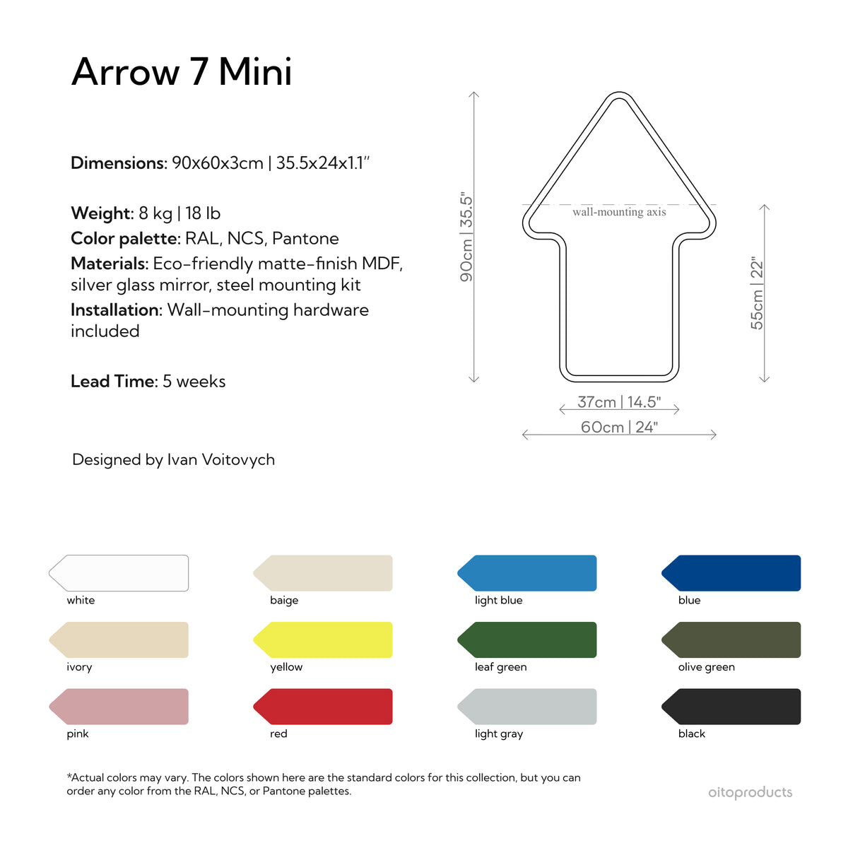 Modern Sculptural Arrow Mirror for Creative Spaces – Arrow 7