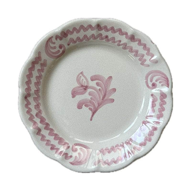 Antique Pattern Pink Dining Plate