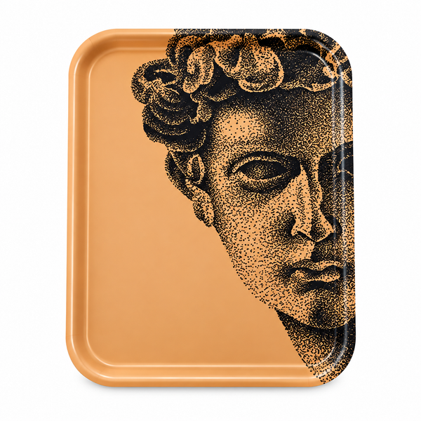 Antique Collection Wooden Tray -  Men Face Orange