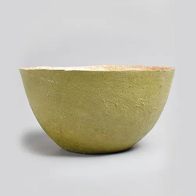 Recycled paper mache bowl - Olive Green - Large 2