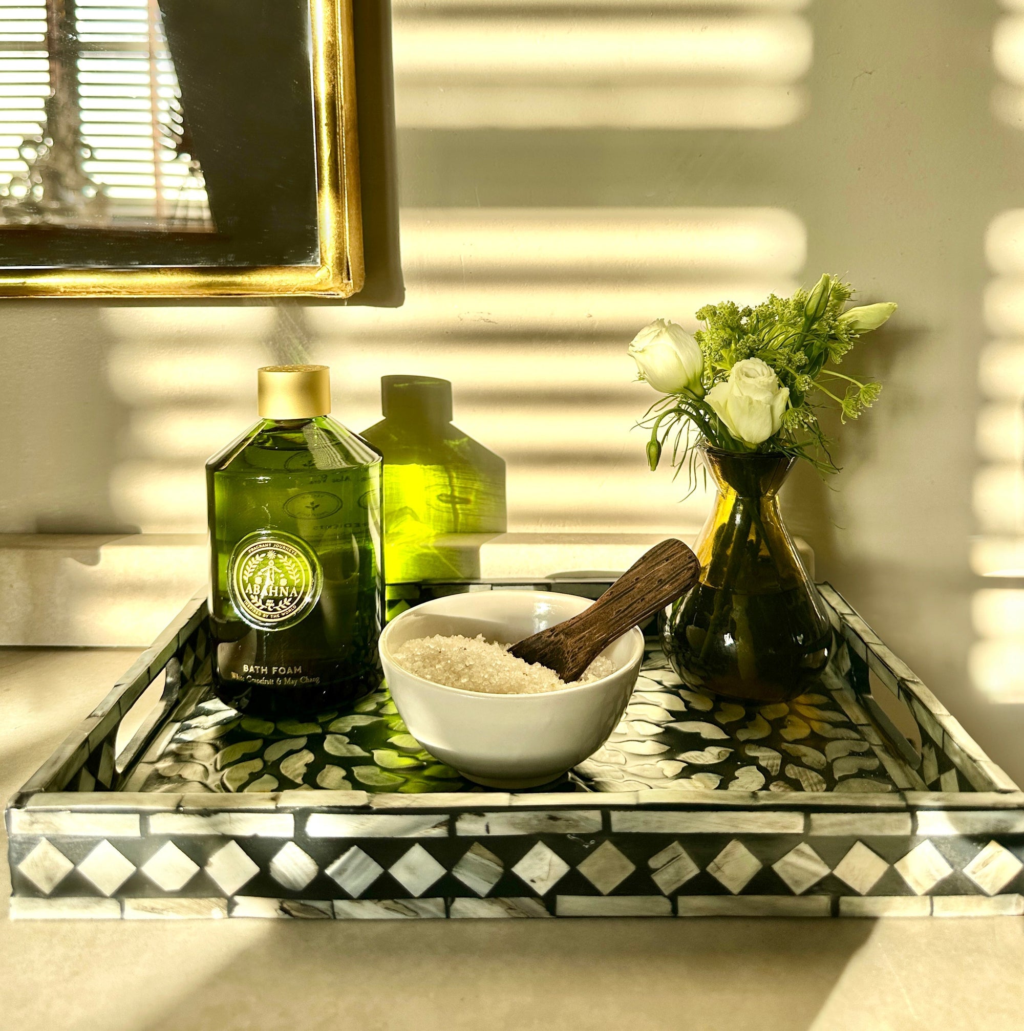Mother Of Pearl Inlay Tray (Black)