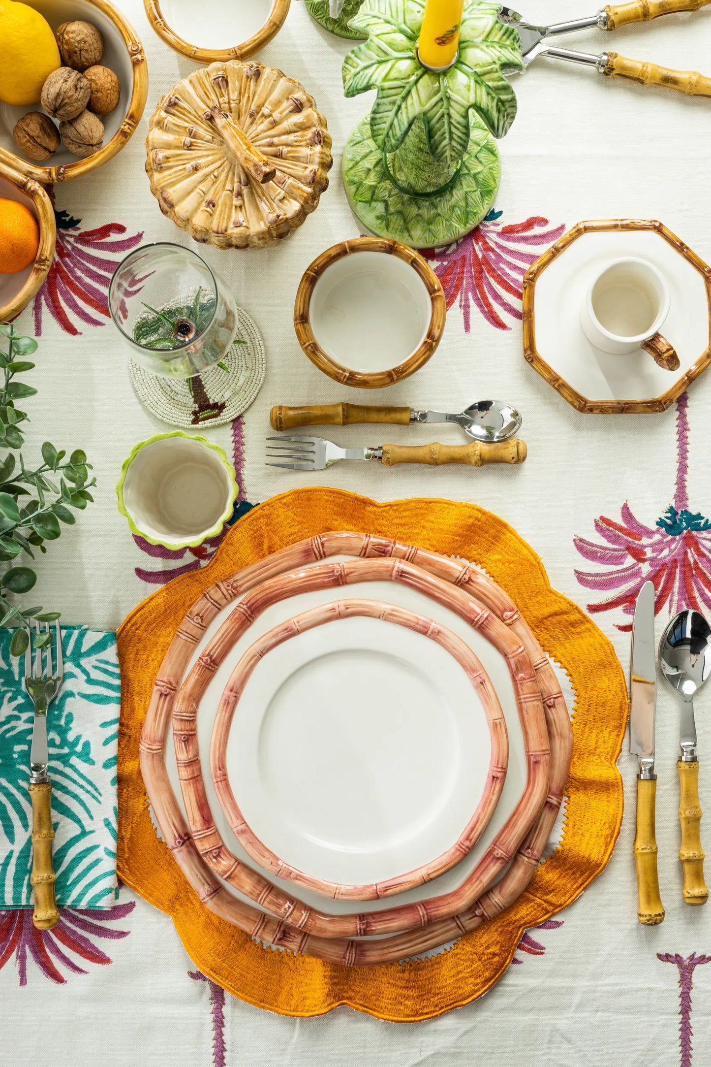 Bamboo Collection Ceramic Plate - Pink