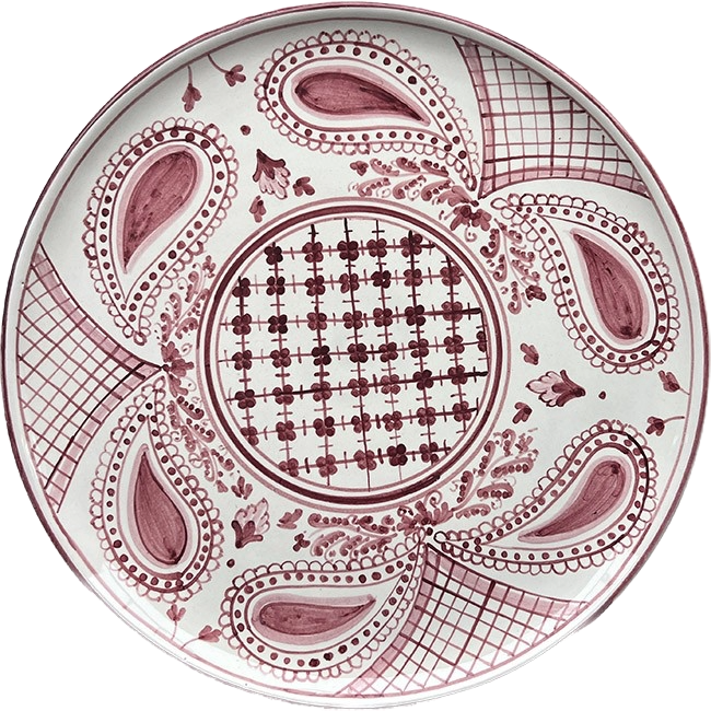 Large Round Bordeaux Bandana Plate