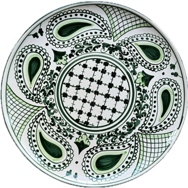 Large Round Green Bandana Plate