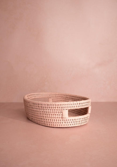Cotswolds Oval Rattan Basket Pink - Set of 2