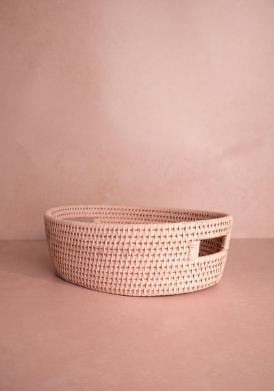 Cotswolds Oval Rattan Basket Pink - Set of 2