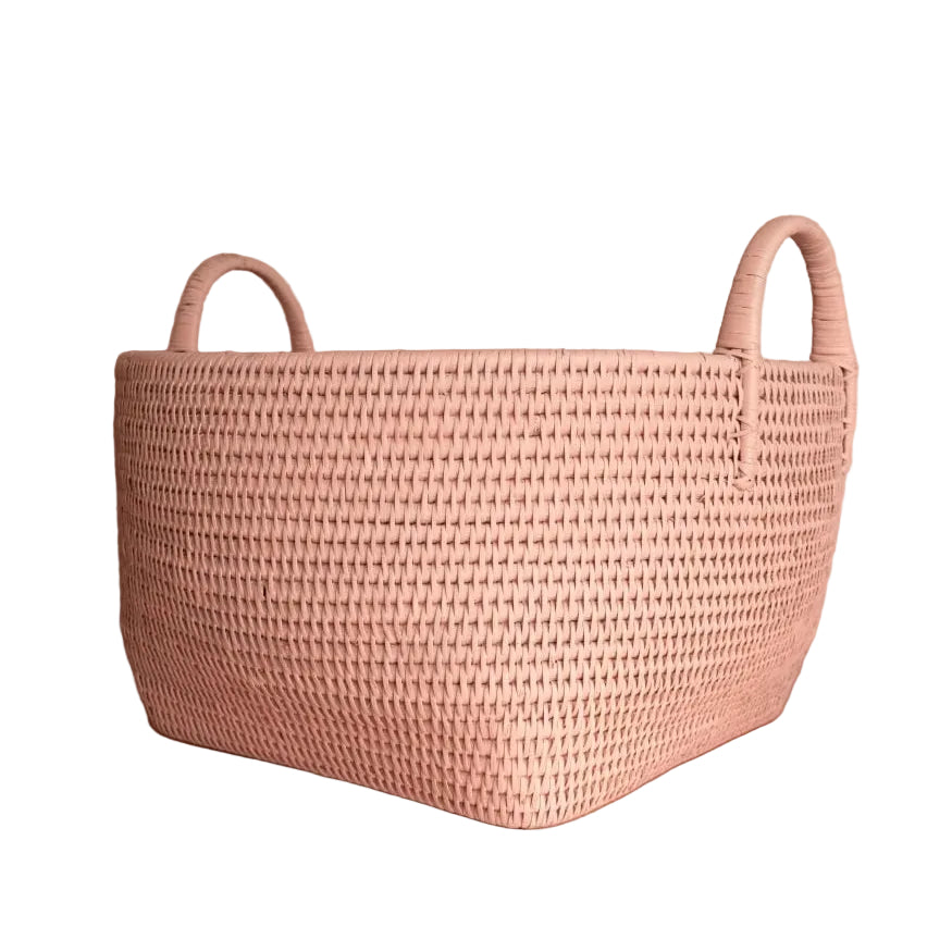 Handy Handwoven Rattan Basket - Pink