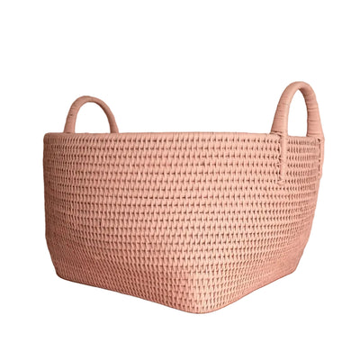 Handy Handwoven Rattan Basket - Pink