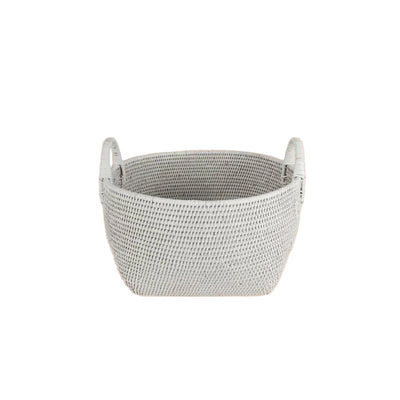 Handy Handwoven Rattan Basket - White