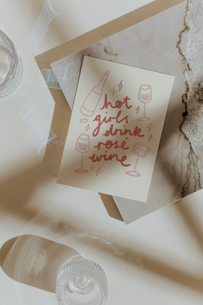 Hot Girls Drink Rose Wine Print